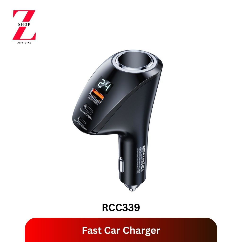 ที่ชาร์จในรถยนต์ แบบเร็ว พร้อมจอแสดงผลดิจิทัล RCC339 Remax Warrior Series 88.5W PD+QC 2C+1A
