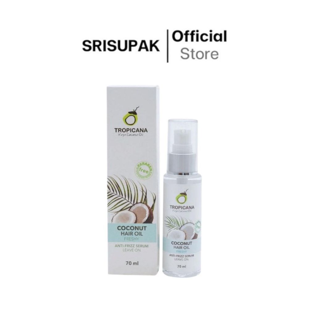 Tropicana ทรอปิคานา เซรั่มน้ำมันมะพร้าวบำรุงและปกป้องเส้นผมจากความร้อน กลิ่น FRESHY 70 ml.