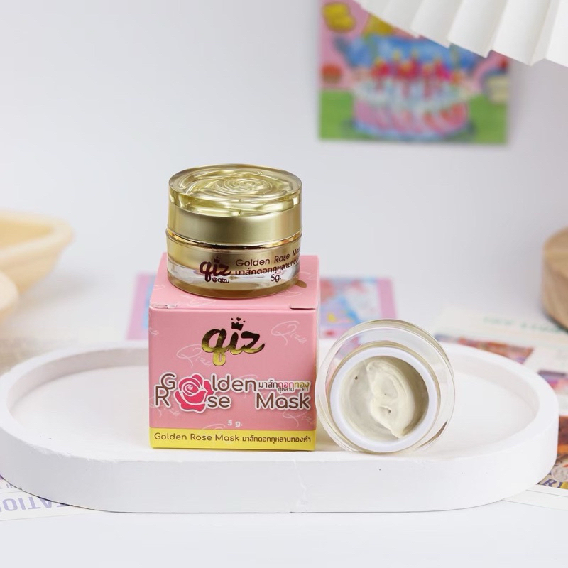 (สั่งในไลฟ์สด 159.- ส่งฟรี ) มาส์กกุหลาบทองคำ มาส์กดอกทอง หน้าขาวใส ผิวอิ่มฟู สิวหาย ลดรอยดำ ผิวหมองคล้ำ ลดสิว 5 กรัม