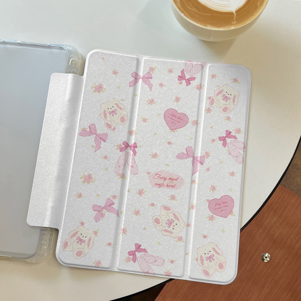 พร้อมส่ง เคสไอเเพด Pro11 Air6 11นิ้ว กระต่ายริบบิ้น มีที่เก็บปากกา case iPad Air5 Gen6 Gen5 MINI6