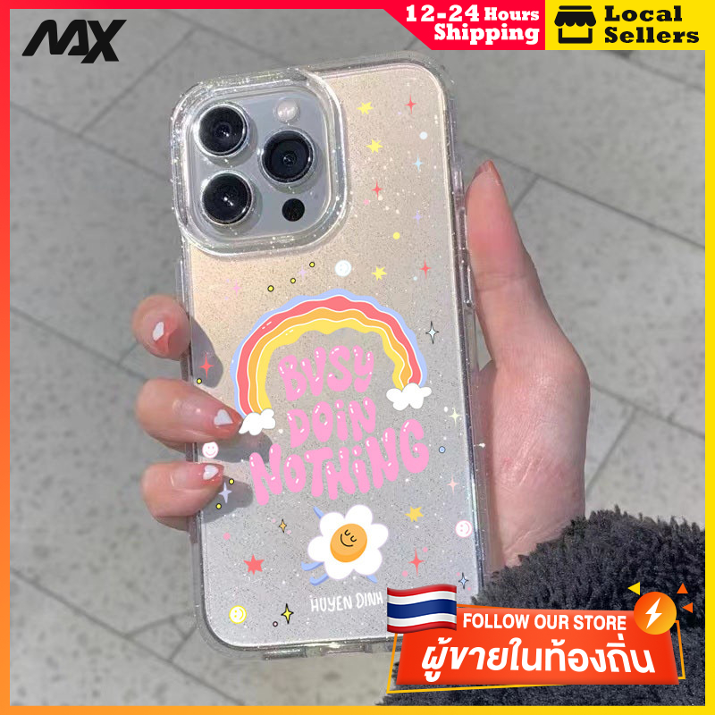 ผงเพชรแผ่นโปร่งใส เทรนด์แฟชั่น รุ้งในภาพ for 11 12 13 15 14plus 15 pro max XR 12 13pro 14 7P 8P XS 14Pro 11pro