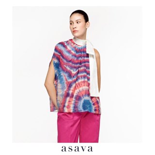 [asava ss24] Tie-dye One-shoulder Bow Blouse เสื้อผู้หญิง ไห…
