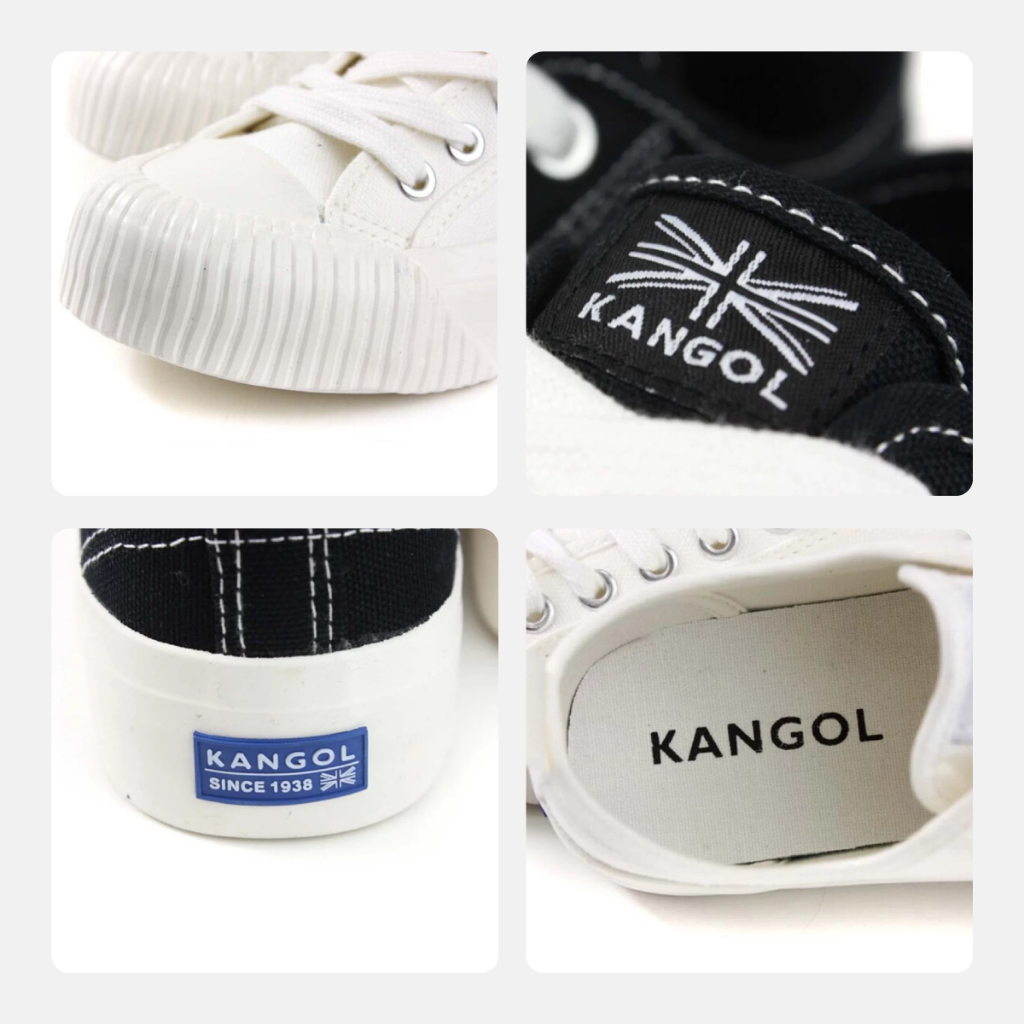 KANGOL Sneaker unisex รองเท้าผ้าใบ รุ่น Cookie ผูกเชือก สีดำ, ขาว, กากี, เหลือง, เขียว 69522001