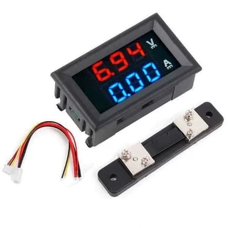 จอแสดงไฟแบตเตอรี่ DC 0V - 100V + R Shunt วัดความจุแบตเตอรี่ จอวัดไฟ วัดแอมป์ 10A,50A,100A (LED-03)