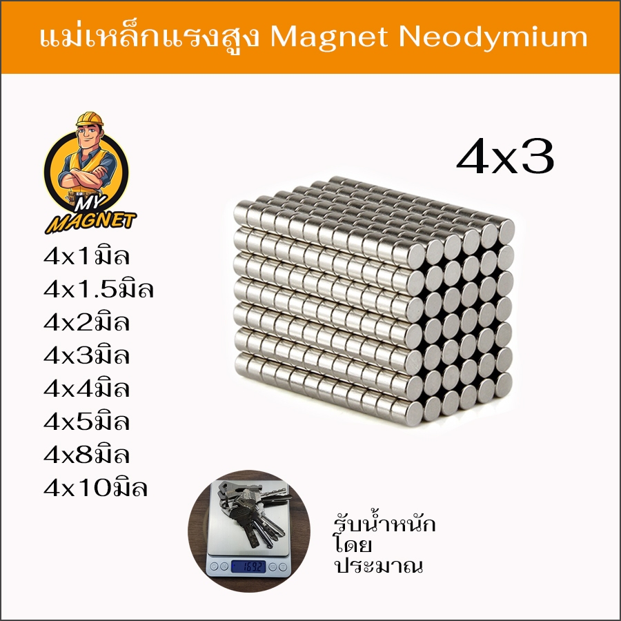(10ชิ้น/แพ็ค)แม่เหล็กแรงสูงกลมแบนแรงดูดสูง แม่เหล็กนีโอไดเมียม Magnet neodymium ชุบนิเกิล พร้อมส่ง