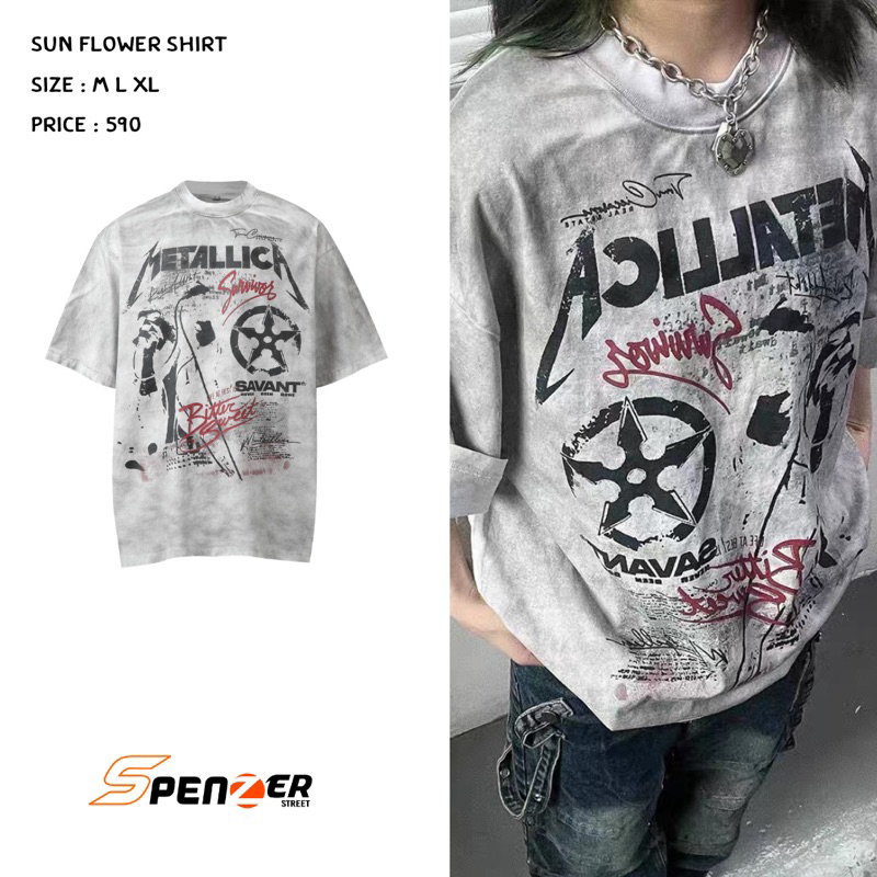 [พร้อมส่ง] Spenzer.street | Metallica savant โอเวอร์ไซส์ เสื้อผ้าสตรีท เนื้อผ้าดี คุณภาพเยี่ยม กระแส unisex 2024 ขายดี