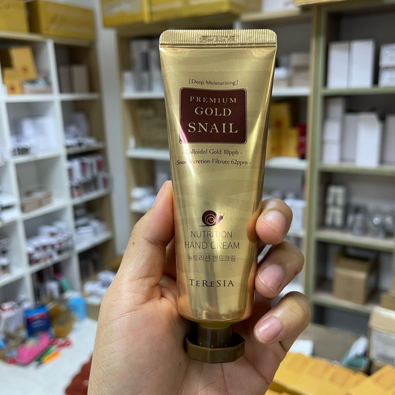 สินค้าเกาหลี Teresia Premium Gold Snail Hand Cream 80 ml ครีมทามือสเนลทองคำ เพิ่มความชุ่มชื้นให้มือ