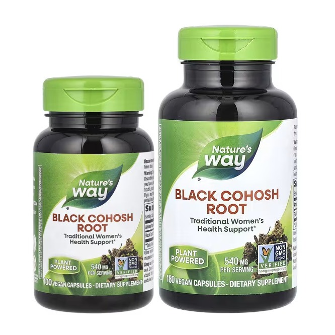 Nature's Way Black Cohosh Root 100-180 Vegan Capsules เพื่อผู้หญิงวัยหมดประจำเดือน
