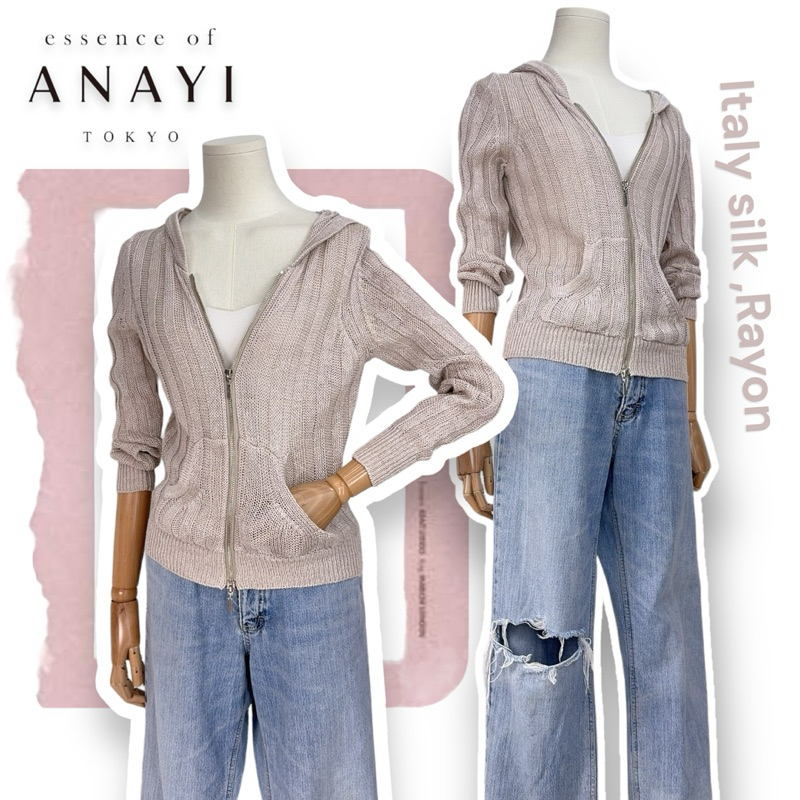 ❌sold❌ANAYI  Tokyo knit hoodie zip jacket  74% Italy silk 🇮🇹 ,25%rayon