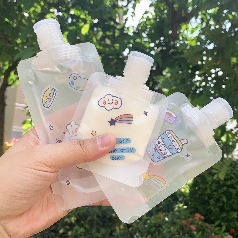 มาใหม่ ซองแบ่งครีม ซองแบ่งของเหลว แบบพกพา มีฝาปิด กันรั่วซึม พร้อมส่ง G2714