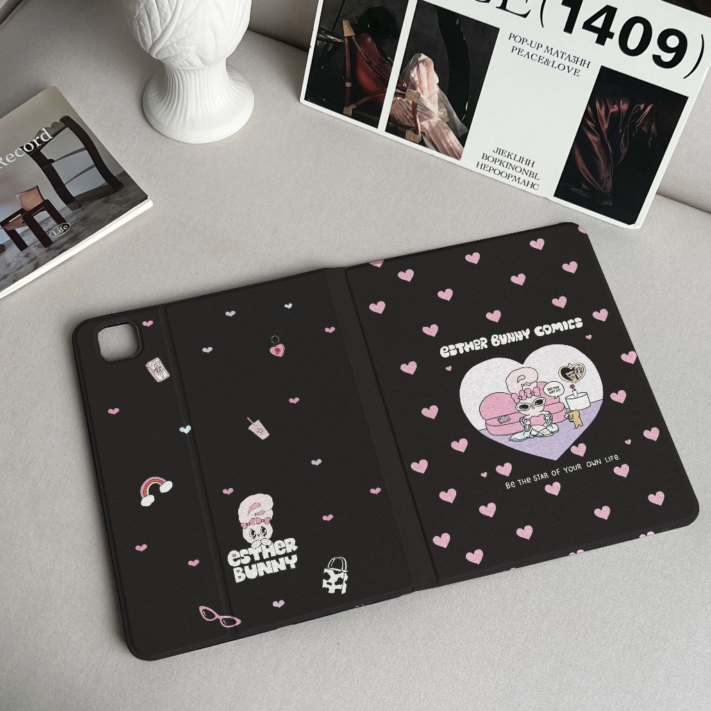 🚀จัดส่งทันที🚀เคสไอแพด Esther Bunny Air8/7 13 Gen11 Pro11 2024 Gen9 mini7 Air5/4 รูปหัวใจ เคสipad