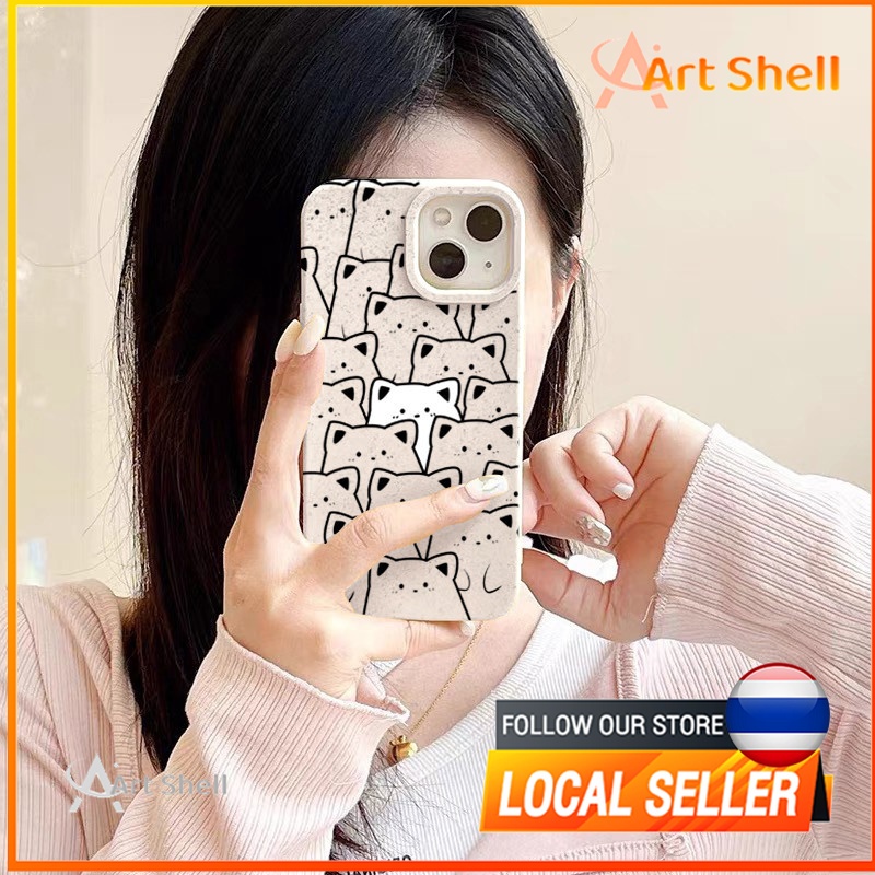 ส่งจากไทยเคส iphone 7P 8P 11 13 14 Pro Max กล้องป้องกันมิตรกับสิ่งแวดล้อมกันกระแทกดอก พวงของลูกแมว