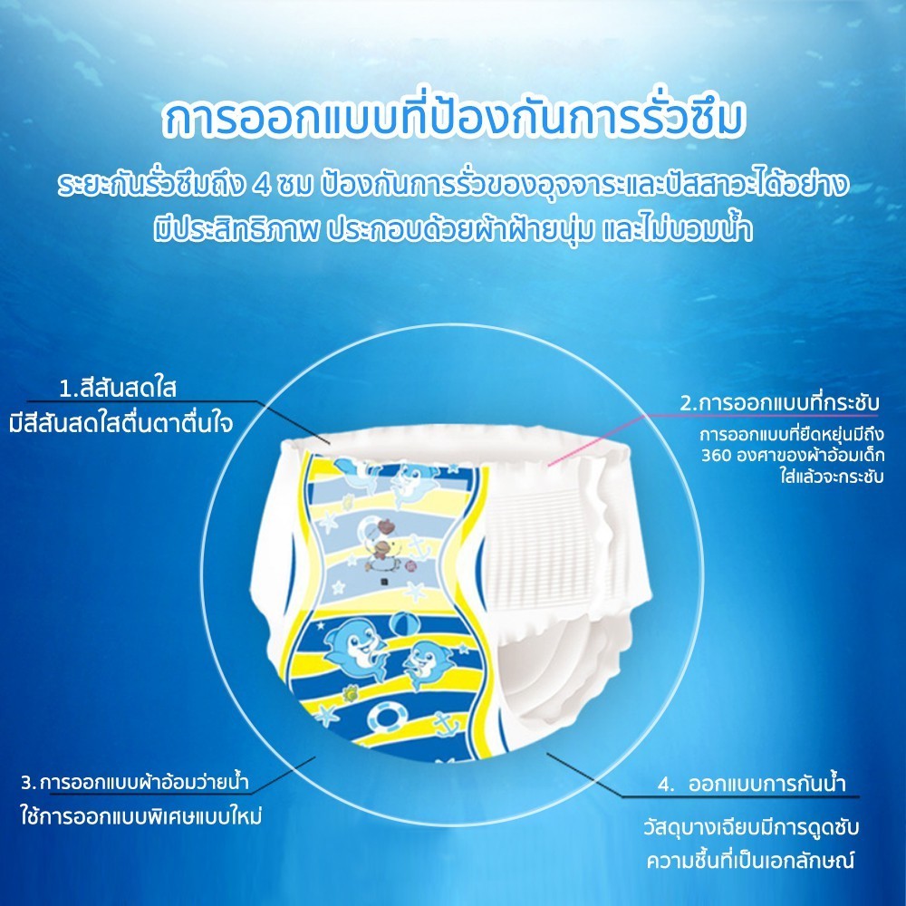 DODOLOVE กางเกงผ้าอ้อม สำหรับเด็กใส่ว่ายน้ำ Baby Diaper Swim Pants ไม่บวม ไม่อุ้มน้ำ - รูปที่ 4