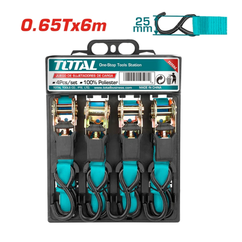 TOTAL สายรัดโพลีเอสเตอร์ 0.65Tx6M (1 ชุด/4 ชิ้น)  รุ่น THTRS065606