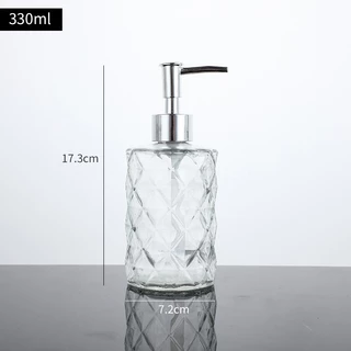 ขวดปั้มแก้วใส 410 ml. หัวปั้มเกรดพรีเมื่ยม สแตนเลส,พลาสติก ทอง,เงิน,ดำ (ส่งจากไทย)