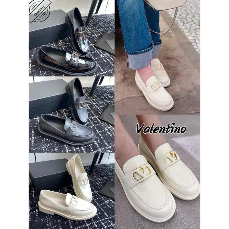 รองเท้าโลฟเฟอร์หัวกลม หนังแท้ Valentino 3ซม