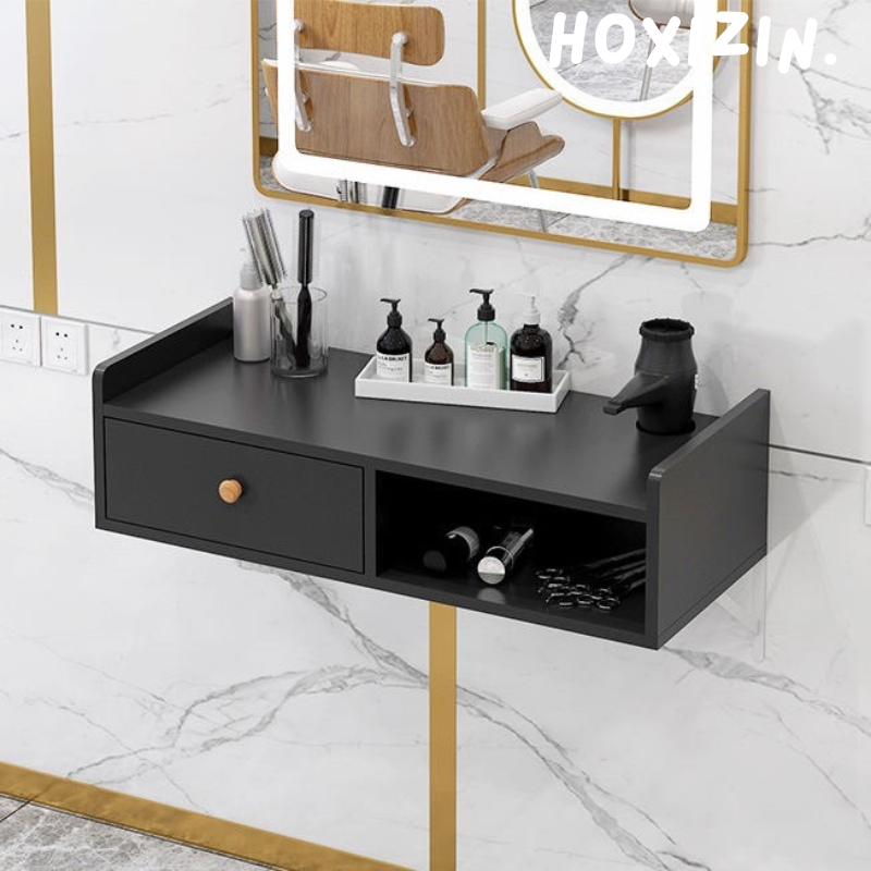 ชั้นวางของแขวนผนังมีลิ้นชัก โต๊ะแต่งหน้าร้านเสริมสวย วางเครื่องสำอางค์ มีช่องใส่ไดร์เป่าผม แข็งแรง