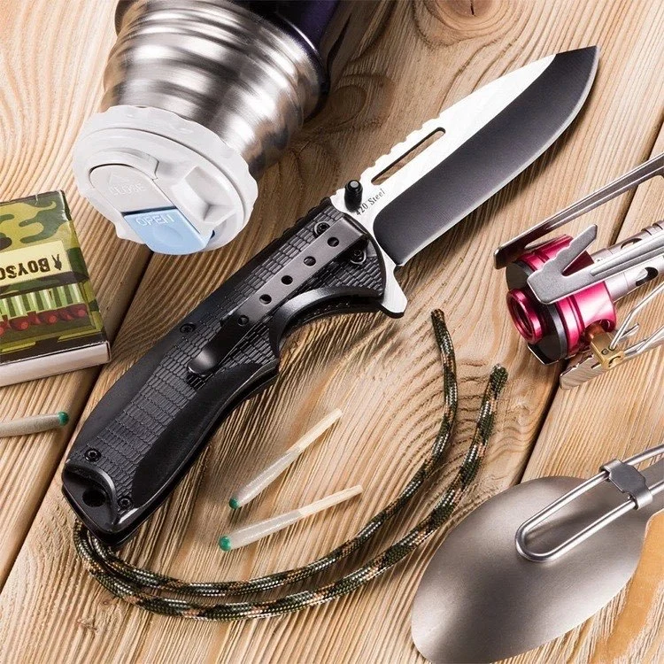 มีดแค้มปิ้ง สีทูโทน มีดเชือกพันด้าม EDC Tactical Camping มีดพกพาสะดวก มีดพับอเนกประสงค์ มีดพกพาpub26 thumbnail 4