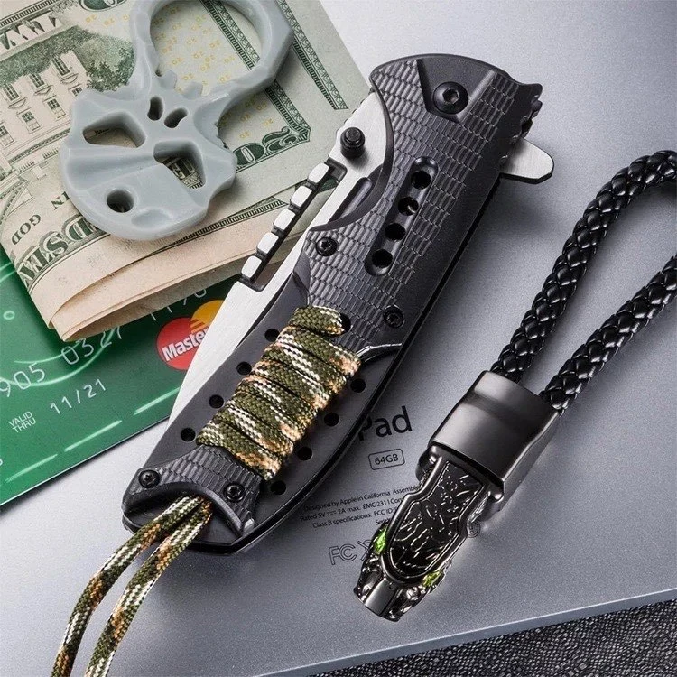 มีดแค้มปิ้ง สีทูโทน มีดเชือกพันด้าม EDC Tactical Camping มีดพกพาสะดวก มีดพับอเนกประสงค์ มีดพกพาpub26 thumbnail 3