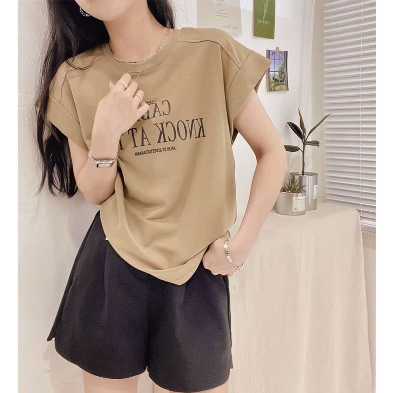 เสื้อแขนกุดลําลองทรงหลวมสไตล์เกาหลี สกรีนพิมพ์ลาย oversize เสื้อผ้าสาวอวบแฟชั่นฤดูร้อนใหม่ เสื้อยืดสวยๆผู้หญิงกําลังฮิต รูปที่ 3