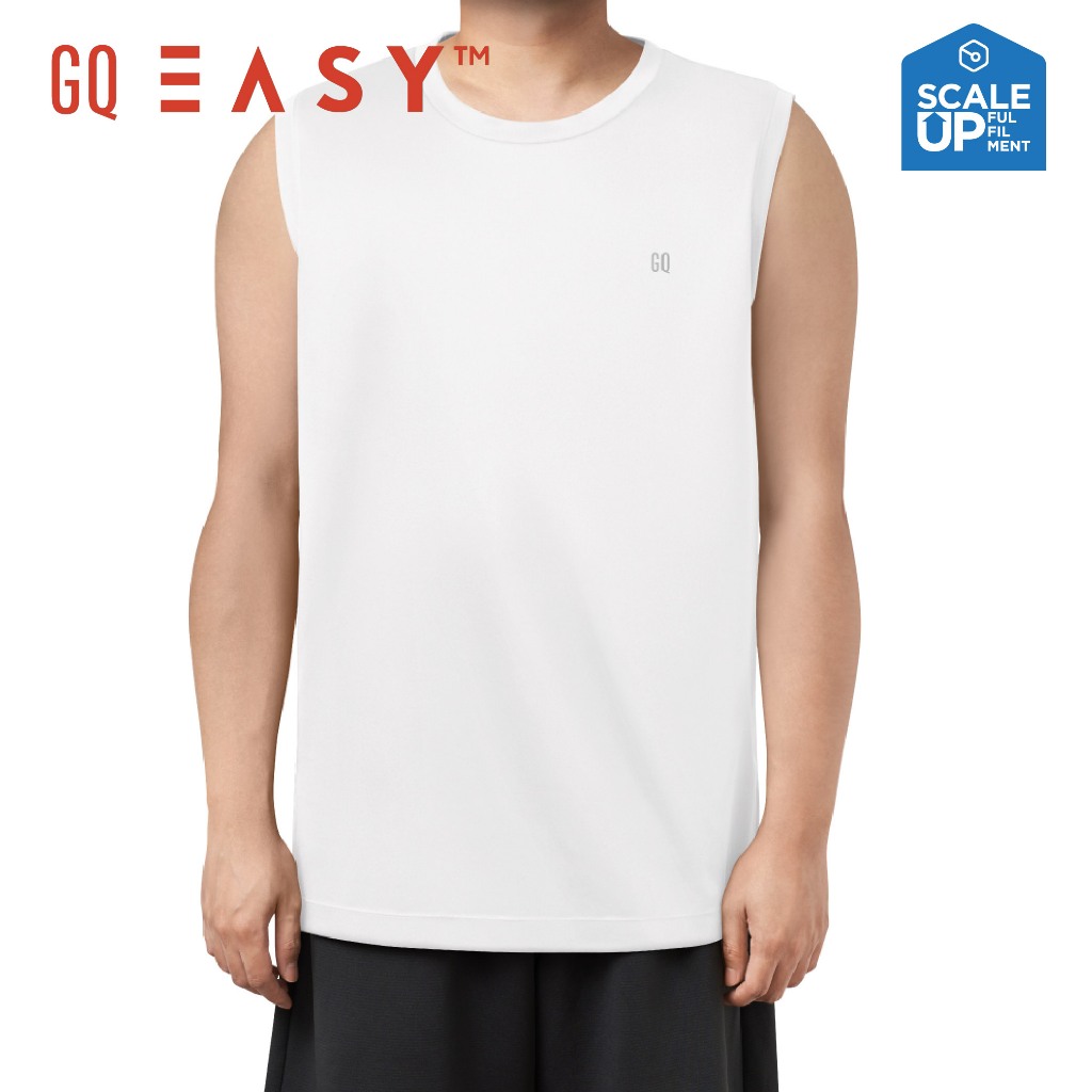 GQ Easy Sport เสื้อกีฬาคอกลม แขนกุด เสื้อยืดคอกลม สีขาว ของแท้ 💯%