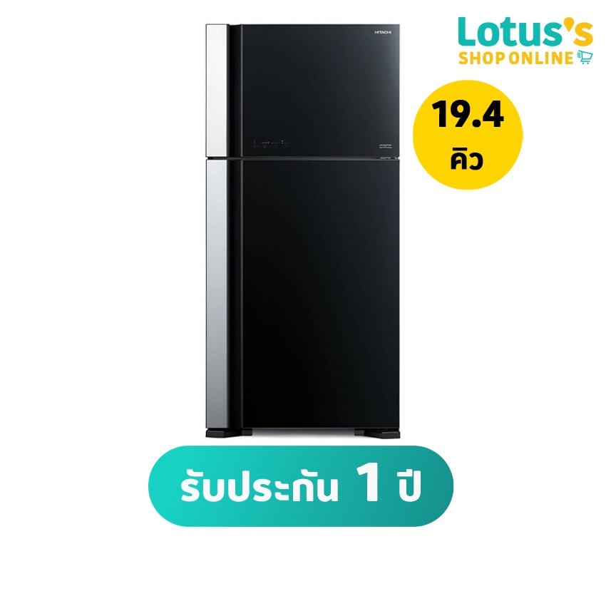 ฮิตาชิ ตู้เย็น 2 ประตู ขนาด 19.4 คิว รุ่น RVG550PDX สีดำ(กลาสแบล็ค) HITACHI REFRIGERATOR 2-DOOR 19.4