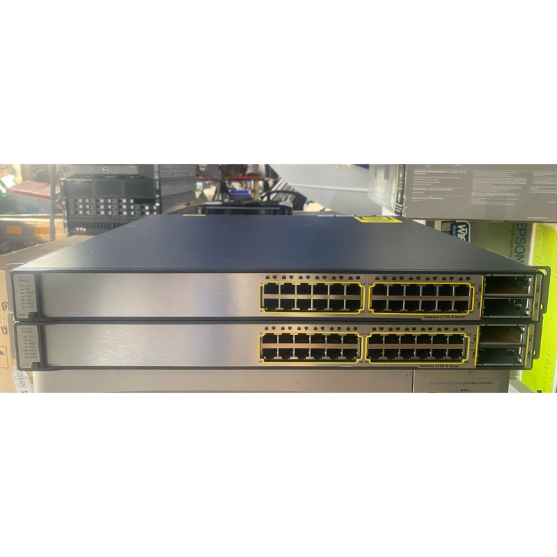 Cisco - WS-C3750E-24TD-E - Catalyst 3750E 24 10/100/1000+2*10GE(X2),265W,IPS s/w มือสอง