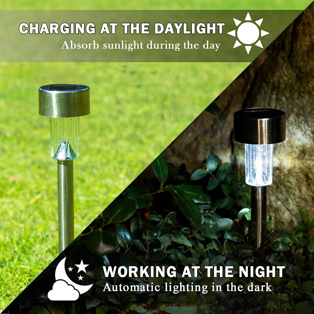 ไฟปักพื้น ไฟปักสนามหญ้า มีให้เลือกสามสี โซล่าเซลล์ Solar cell nightsun ลานกลางแจ้งจัดสวนตกแต่ง Solar Light ไฟปักสนาม