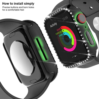 ตัวเรือนนาฬิกาตกแต่งด้วยเพชรประกาย เหมาะสำหรับiWatch S11/10 9 8 7 49mm46mm45mm44mm40mm iWatch 8 3 4 5 6 2 1 SE38mm41mm