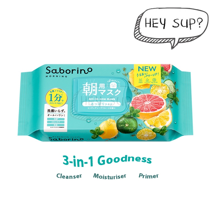 Saborino Minty Fresh Morning Mask, Mint & Grapefruit 32 sheets