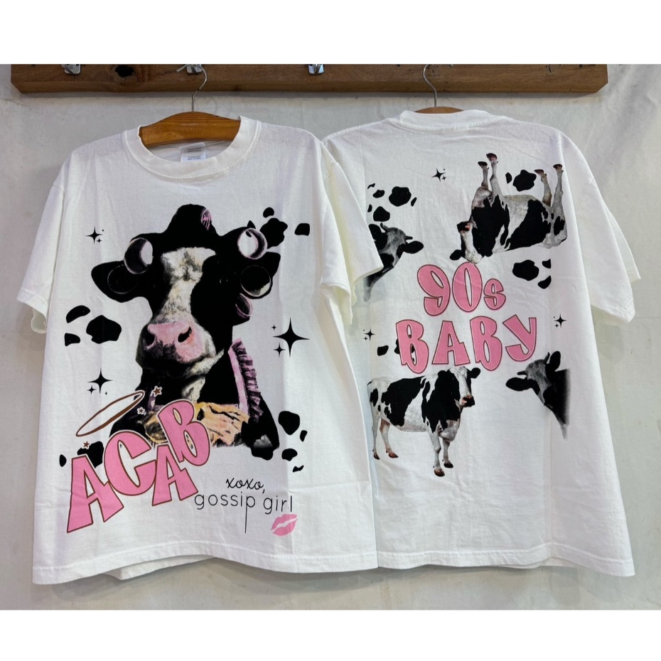 เสื้อยืดผ้าฟอก Unisex Cotton 100 งานใหม่ ทำเก่า ผ้าฟอกเฟดนุ่มไร้ตะเข็บข้าง สกรีนลาย หน้าหลัง