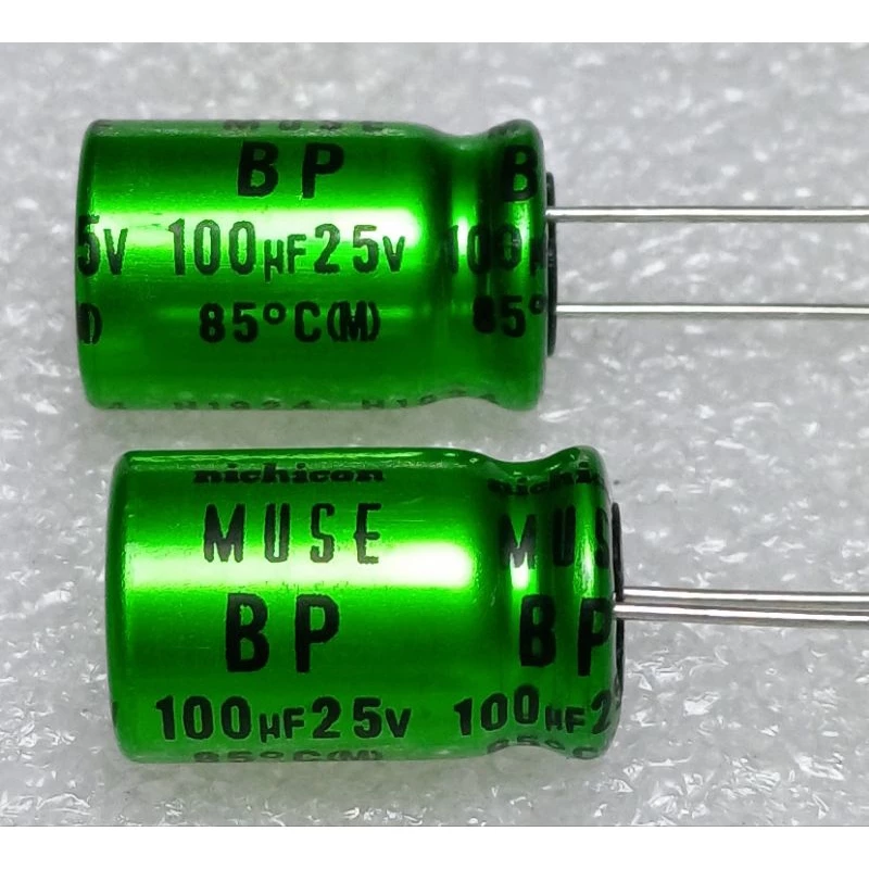 Nichicon MUSE ES BP 100uf 25v Bipolar Capacitor bipolar bp คาปาซิเตอร์ ตัวเก็บประจุ ไบโพลาร์ ไบโพล่า ไม่มีขั้ว