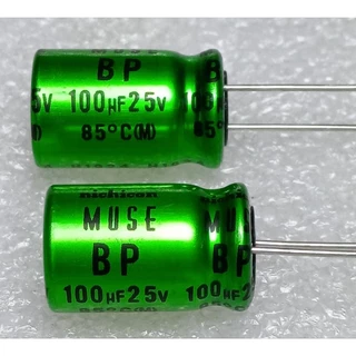 Nichicon MUSE ES BP 100uf 25v Bipolar Capacitor bipolar bp คาปาซิเตอร์ ตัวเก็บประจุ ไบโพลาร์ ไบโพล่า ไม่มีขั้ว