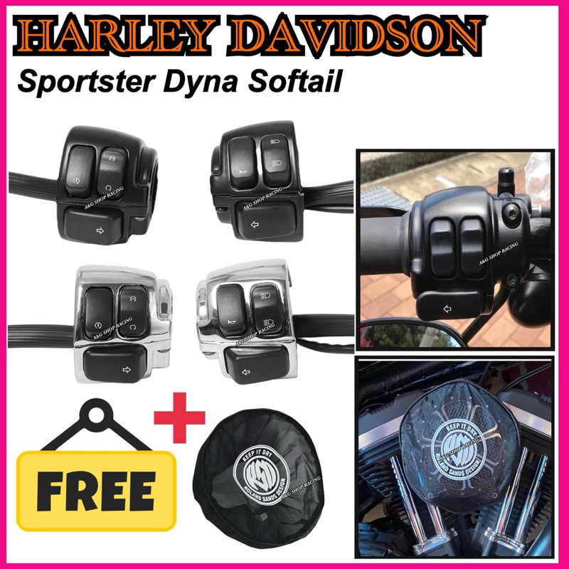 ✅แถมฟรีผ้าคลุมกรองRSD+ปะกับแฮนด์Harley davidson Xl883 Xl1200 X48 Dyna Softail