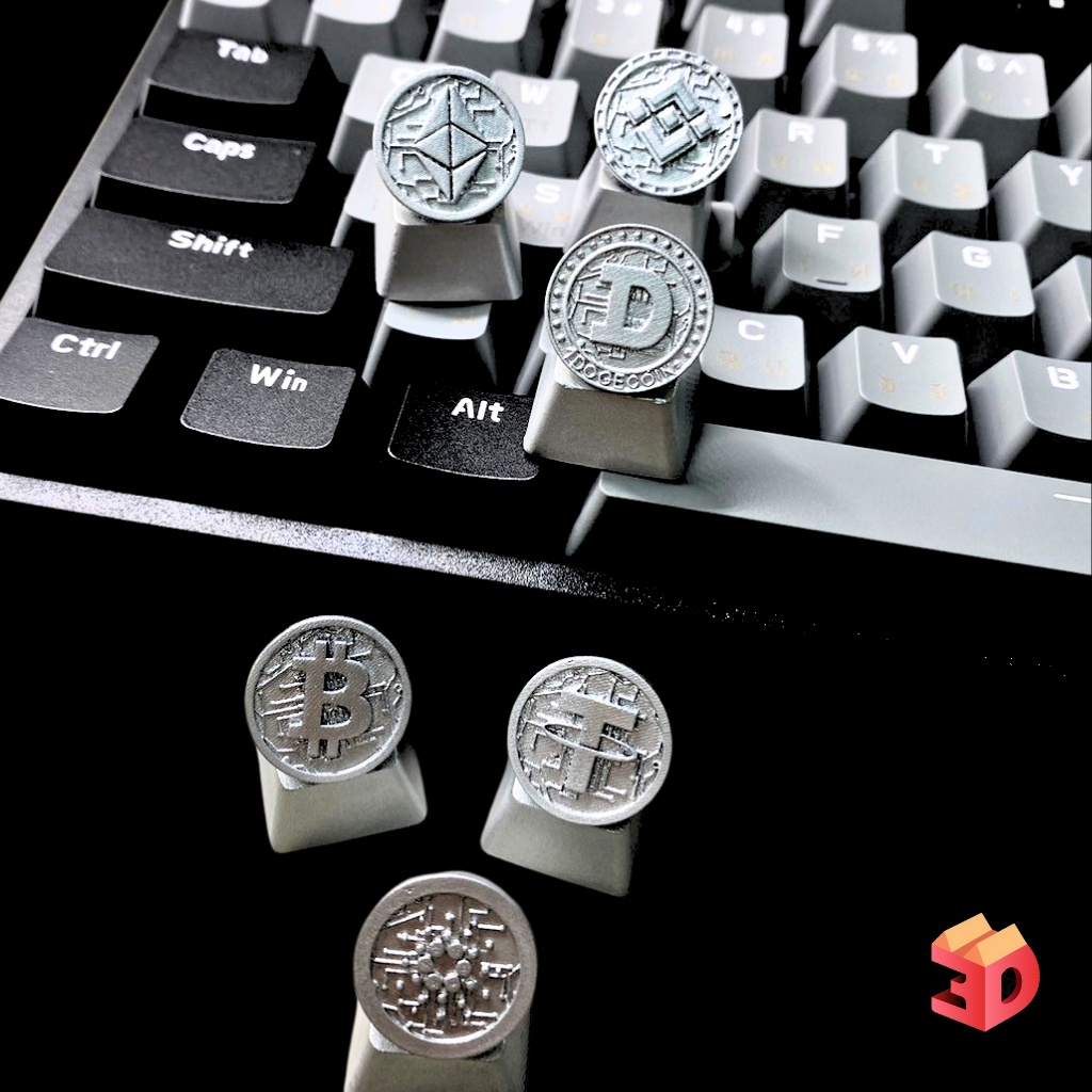 คีย์แคปคริปโทเคอร์เรนซี (Cryptocurrency Keycap) Bitcoin Cardno Dogecoin Ethereum Binance Logo