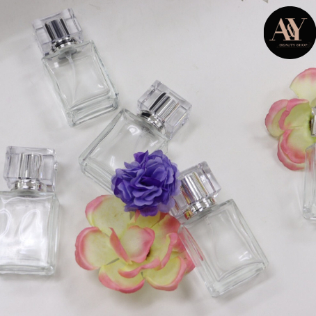 ขวดเปล่าน้ำหอม ขวดเสปรย์ทรงเหลี่ยม (ขวดชาแนล30 ML.) แพค6-12ขวด