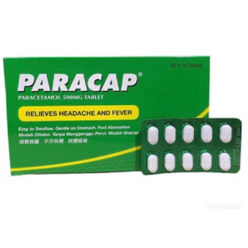 PARACAP  Paracetamol 500 mg, พาราแคพ ลดไข้ บรรเทาปวด (ขนาดบรรจุ 50 X 10 Tablets ) 3010