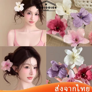 ในไทย💖กิ๊ฟติดผมกล้วยไม้ดอกไม้สีชมพูสไตล์เกาหลีInsแฟชั่นสําหรับผู้หญิงวันหยุดพักผ่อนเครื่องประดับผมแฟชั่น