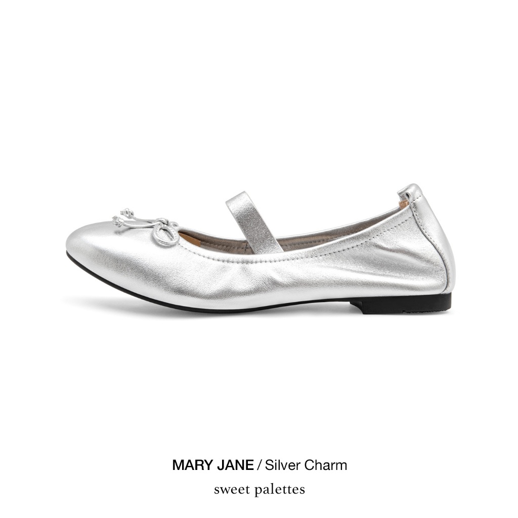 Sweet Palettes รองเท้าหนังแกะ Mary Jane Silver Charm