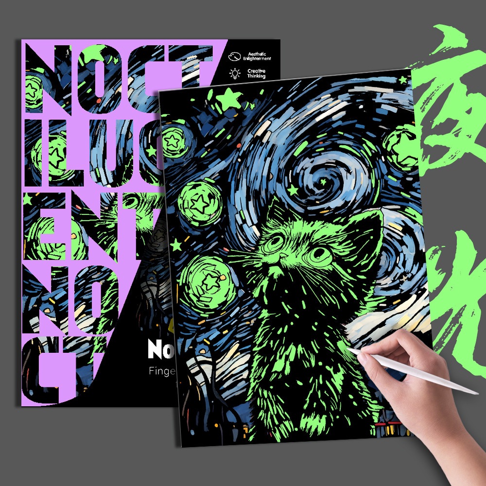 (พร้อมส่ง) ศิลปะภาพขูด ชนิดภาพเรืองแสง ขนาดA3 ภาพขูดสีฝึกสมาธิ DIY Scratch Art ภาพตกแต่ง
