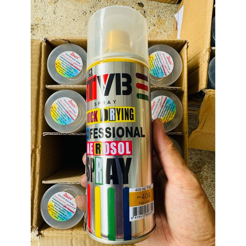 สีทอง404TVB Spray สีสเปรย์ทีวีบี อะครีลิค100% (พ่นโฟมและพลาสติกได้) ขนาด 400ml