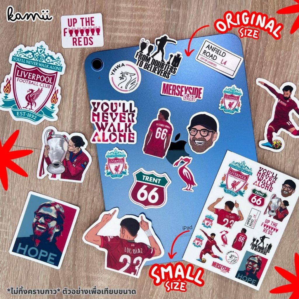 Liverpool - สติกเกอร์ Liverpool เคลือบกันน้ำ ขนาด 2-4นิ้ว 12 ชิ้น/เซ็ต - KAMII | สติกเกอร์ลิเวอร์พูล