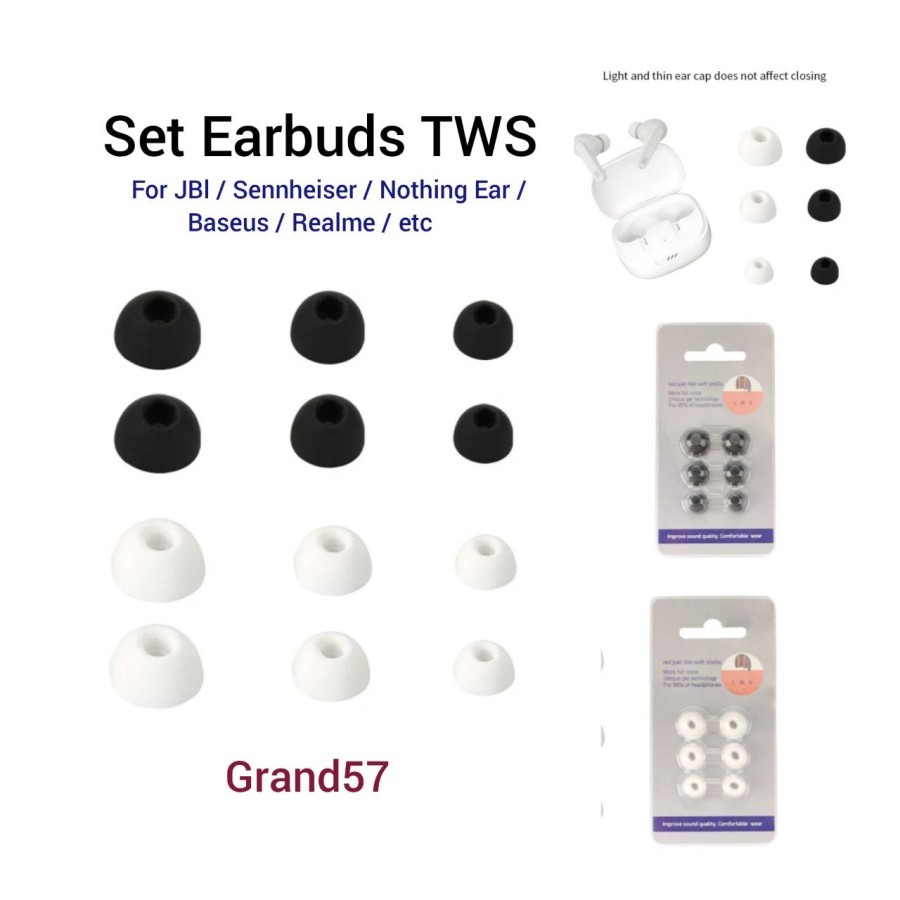 Silicone Earbuds จุกหูฟังซิลิโคน สำหรับหูฟังซิลิโคน ไร้สาย 3 ขนาด L/M/S