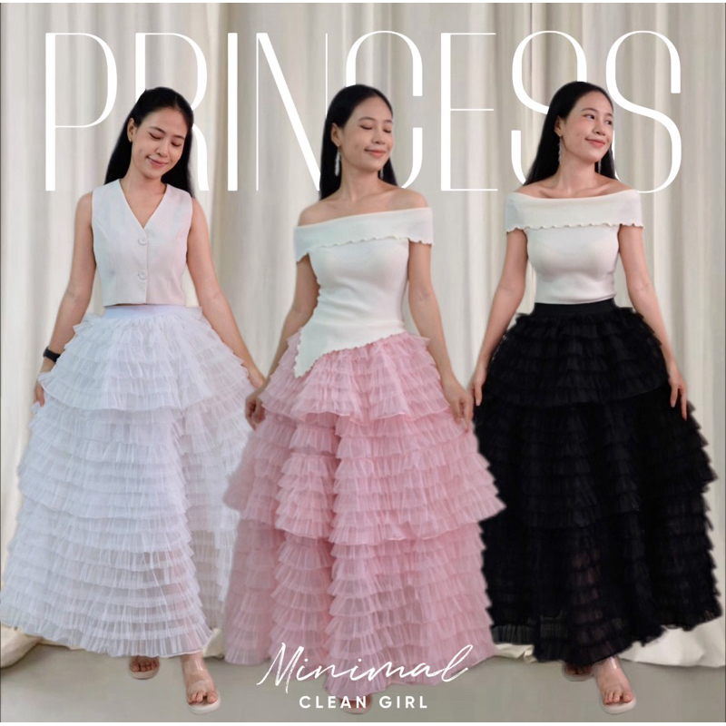 Maxi princess skirt กระโปรงทรงพอง ดีเทลเย็บเลเยอร์หลายชั้น มี6สี
