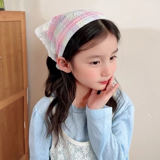 (พร้อมส่ง)Su192-COD-ในไทย-ผ้าคลุมศีรษะ ที่คาดผม ทรงสามเหลี่ยม แต่งลูกไม้ ลายดอกไม้ ลายตารางหมากรุก ผ้าพันคอ สไตล์ฝรั่งเศ