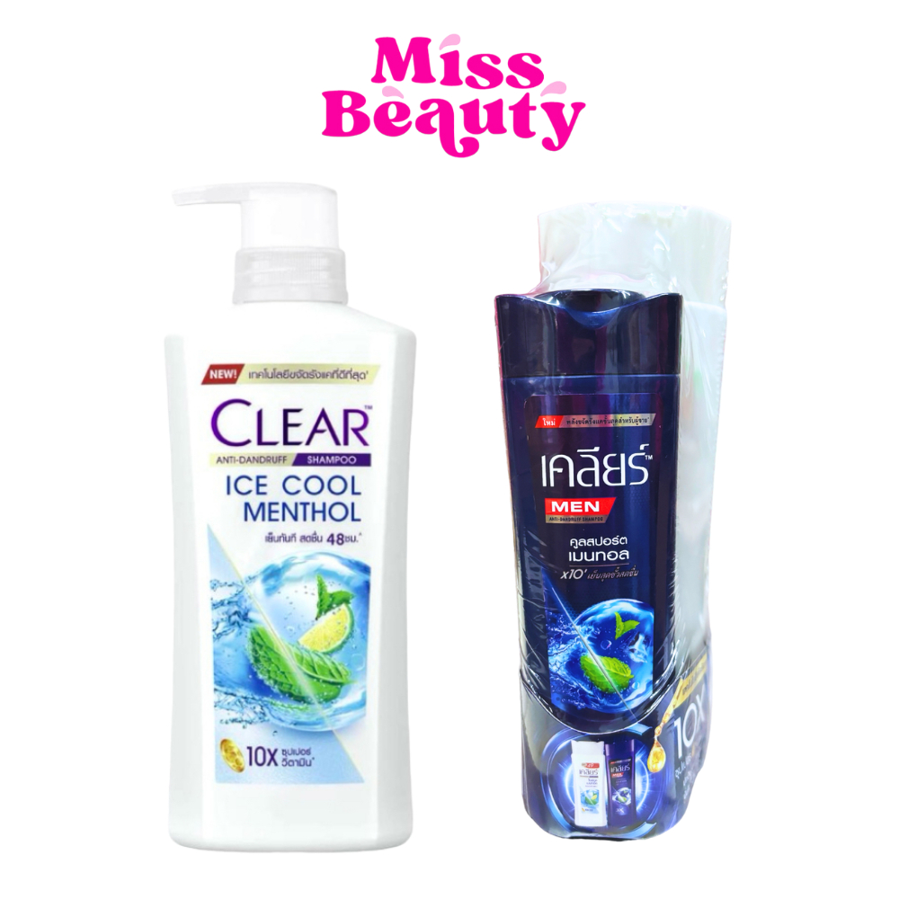 (ขวด) CLEAR ice cool menthol เคลียร์ แอนตี้แดนดรัฟ แชมพู ไอซ์คูล เมนทอล 120/400 มล.