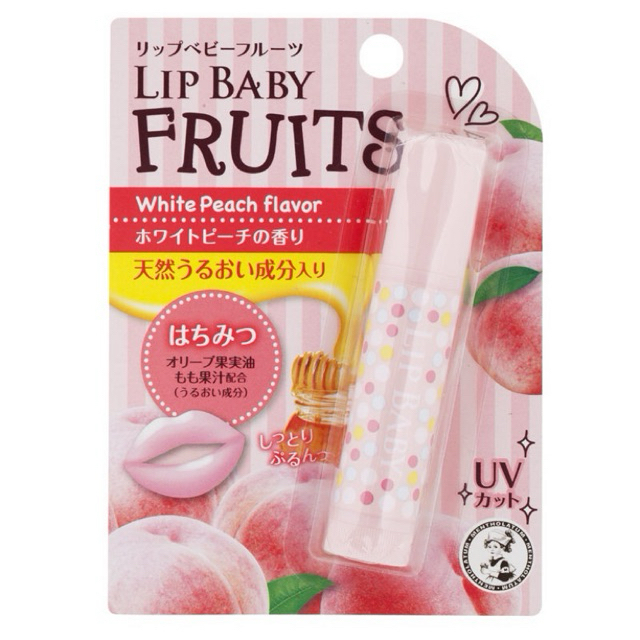 lip baby fruits mentholatum Japan ลิปบาล์มป้องกันแดดกลิ่นพีช SPF20 PA+++