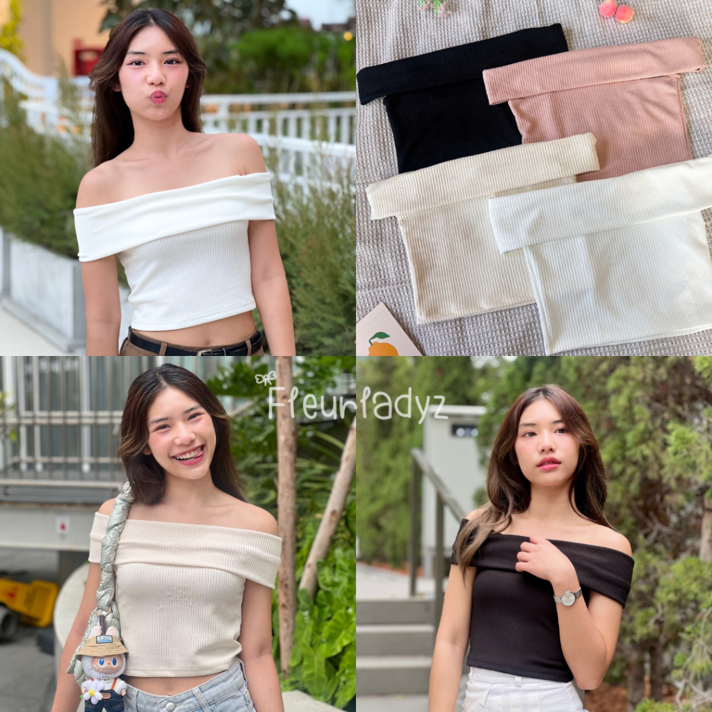 เสื้อครอปปาดไหล่ ผ้าท๊อปทวิล