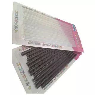 ใหม่!!! กาวแท่ง สีใสและสีดำ สำหรับใส่ปืนยิงกาว กาวแท่งคุณภาพดี เหนียวติดง่าย ยกโหล 12 แพค