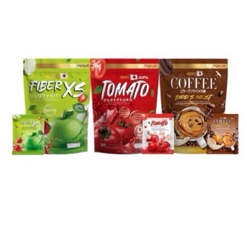 มิเกว กลูต้ามะเขือเทศ MIKEO GLUTA TOMATO & น้ำชงแอปเปิ้ลผสมสตอเบอร์รี่ MIKEO Fiber xs